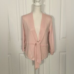 PREMISE STUDIO Women Light Pink Knitwear Cardigan, Waist Tie, Size Medium